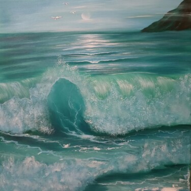 Картина под названием "Объятия волн" - Tatiana Ped, Подлинное произведение искусства, Акрил