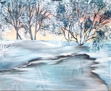Peinture intitulée "Зимнее утро" par Tatiana Ped, Œuvre d'art originale, Acrylique