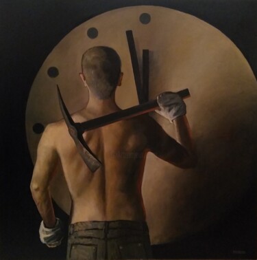 Painting titled "Hundred seconds to…" by Tatiana Popova, Original Artwork, Oil Mounted on Wood Stretcher frame