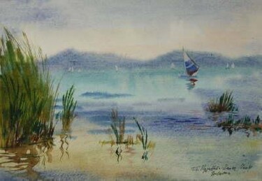 Painting titled "Lake" by Tatiana Pouzanova-Galatch, Original Artwork