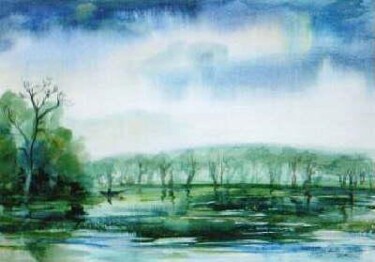 Peinture intitulée "River bank" par Tatiana Pouzanova-Galatch, Œuvre d'art originale