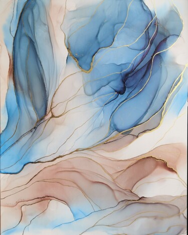 Картина под названием "Tableau abstrait "d…" - Tatiana Primac, Подлинное произведение искусства, Чернила Установлен на Дерев…