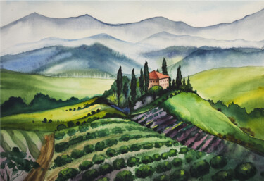 Peinture intitulée "Tuscany" par Tatiana Repesciuc, Œuvre d'art originale, Aquarelle