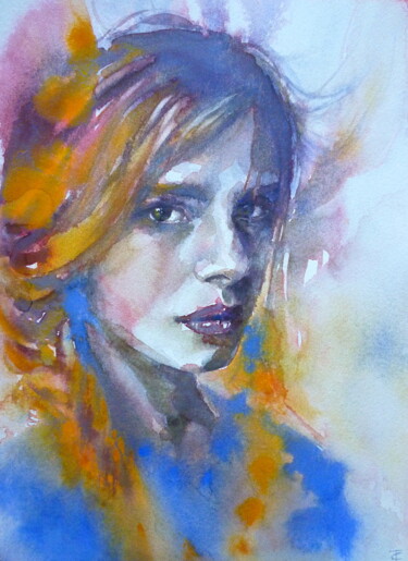 Schilderij getiteld "She lives in Novemb…" door Tatiana Sereda, Origineel Kunstwerk, Aquarel