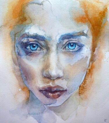 Schilderij getiteld "Eyes" door Tatiana Sereda, Origineel Kunstwerk, Aquarel