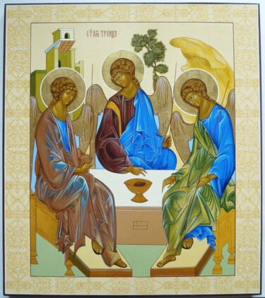 Pintura titulada "The Holy Trinity" por Tatiana Sereda, Obra de arte original, Témpera