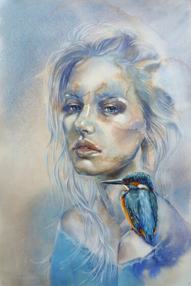 Pittura intitolato "Blue" da Tatiana Sereda, Opera d'arte originale, Acquarello