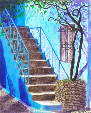 Painting titled "Morning in Blue Cit…" by Tatiana Shelekhova, Original Artwork, Acrylic