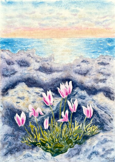 绘画 标题为“Winter in Paphos, C…” 由Tatiana Shelekhova, 原创艺术品, 水彩