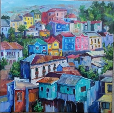 Pittura intitolato "Edges of Valparaiso" da Tatiana Tarasova, Opera d'arte originale, Olio