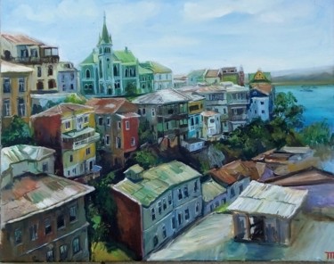 Pintura intitulada "Valparaiso and the…" por Tatiana Tarasova, Obras de arte originais, Óleo