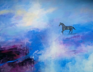 Peinture intitulée "Black horse" par Tatiana Tarasova, Œuvre d'art originale, Acrylique