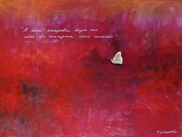 Painting titled "mariposa y amapola" by Tatiana Tarasova, Original Artwork, Acrylic