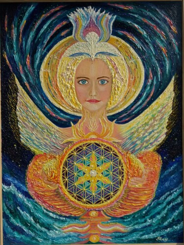 Malerei mit dem Titel "Angel of light" von Tatiana Tau, Original-Kunstwerk, Öl
