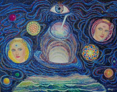 Картина под названием "Music of the Spheres" - Татьяна Тау, Подлинное произведение искусства, Масло Установлен на Деревянная…