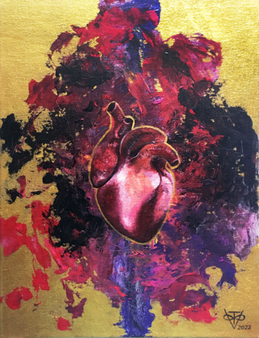 Painting titled "CHAOTIC HEART" by Tatiana Voskresenskaya, Original Artwork, Acrylic