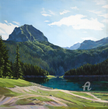 Malarstwo zatytułowany „Mountain lake in th…” autorstwa Tatiana Votkal, Oryginalna praca, Olej