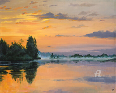 Malerei mit dem Titel "A misty morning sun…" von Tatiana Votkal, Original-Kunstwerk, Öl