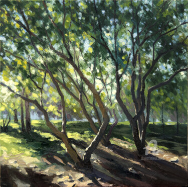 Painting titled "Noon. Tree branches." by Tatiana Votkal, Original Artwork, Oil