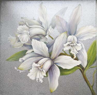 Pintura titulada "White Orchid. Origi…" por Tatiana Zhuravleva, Obra de arte original, Oleo