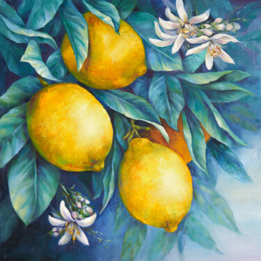 Pittura intitolato "Lemons. Original oi…" da Tatiana Zhuravleva, Opera d'arte originale, Olio