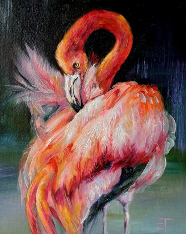 Peinture intitulée "Flamingo" par Tatiana Zhuravleva, Œuvre d'art originale, Huile