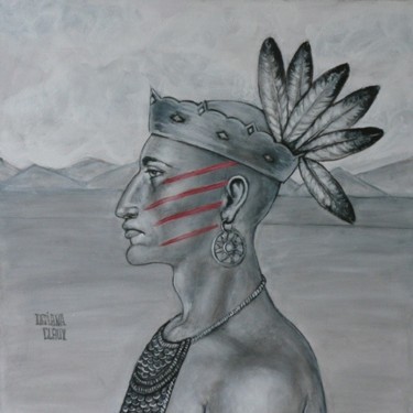 Peinture intitulée "L'Indien" par Tatiana Claux, Œuvre d'art originale, Huile