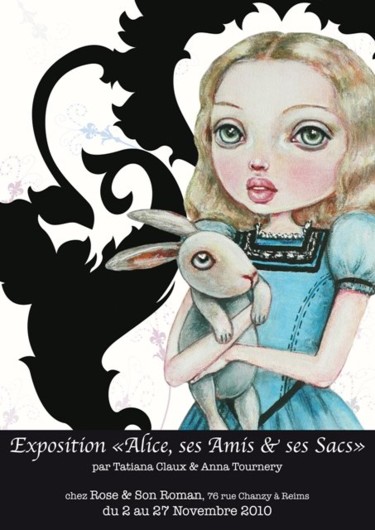 Peinture intitulée "Alice et son Lapin" par Tatiana Claux, Œuvre d'art originale