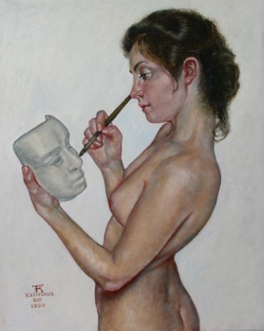 Malerei mit dem Titel "Nouveau rôle" von Tatiana Claux, Original-Kunstwerk, Öl
