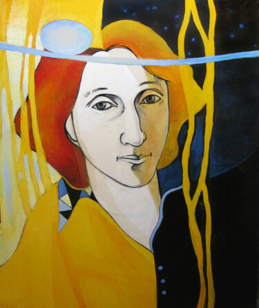Painting titled "self portrait" by Tatiana Kolganova, Original Artwork, Acrylic