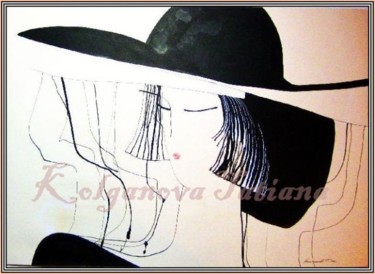 Картина под названием "женщина в шляпе - W…" - Tatiana Kolganova, Подлинное произведение искусства, Масло