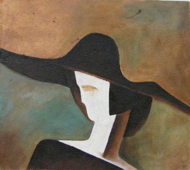 Peinture intitulée "силуэт в шляпе - si…" par Tatiana Kolganova, Œuvre d'art originale, Huile