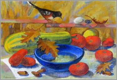 Pintura intitulada "плоды лета - fruits…" por Tatiana Kolganova, Obras de arte originais, Guache
