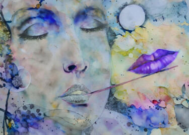 Arts numériques intitulée "kiss in silence" par Tatiana Kolganova, Œuvre d'art originale, Collage numérique