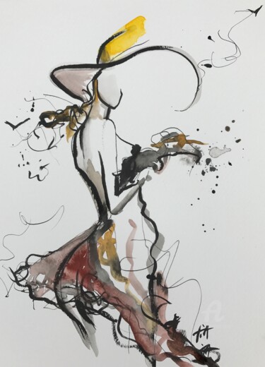Drawing titled ""Chapeau"  Tatiana…" by Tatiana Raynaud, Original Artwork, Ink
