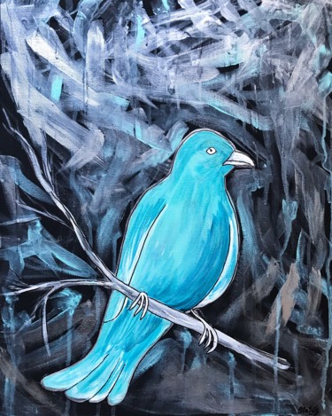 Картина под названием "Blue bird" - Tatiana Sirius, Подлинное произведение искусства, Акрил