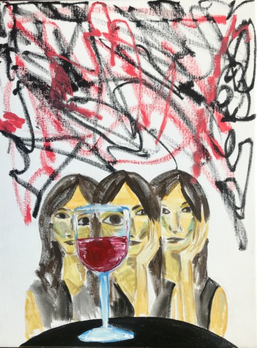 Картина под названием "Wine trinity" - Tatiana Sirius, Подлинное произведение искусства, Акрил