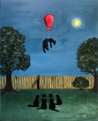 The ascension of the cat Jesus Painting titled "The ascension of th…" by Tatiana Sirius, Original Art, Acrylic