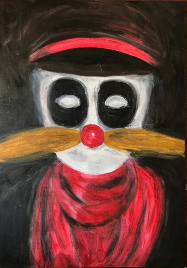 Картина под названием "Red clown" - Tatiana Sirius, Подлинное произведение искусства, Масло