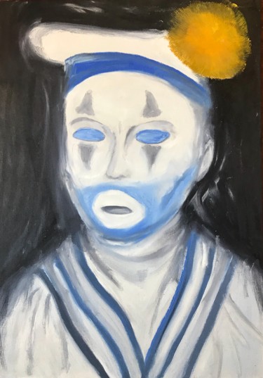 Картина под названием "Blue clown" - Tatiana Sirius, Подлинное произведение искусства, Масло