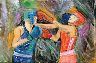 Картина под названием "Boxing girls" - Tatiana Sirius, Подлинное произведение искусства, Акрил