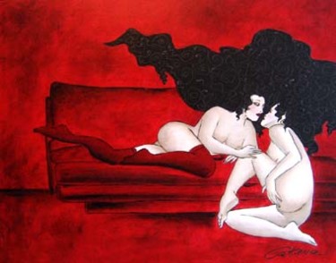 Peinture intitulée "Les Amantes" par Tatieva, Œuvre d'art originale