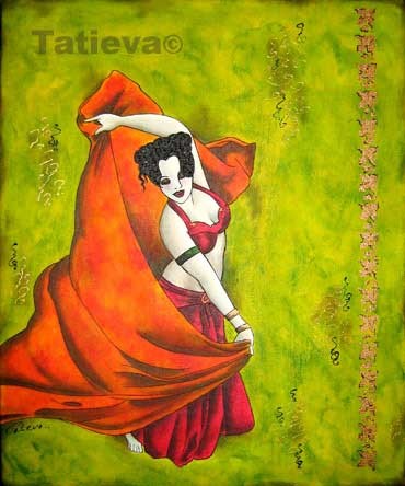 Painting titled "Orientale danse 1" by Tatieva, Original Artwork