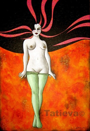 Painting titled "La Femme Solaire" by Tatieva, Original Artwork