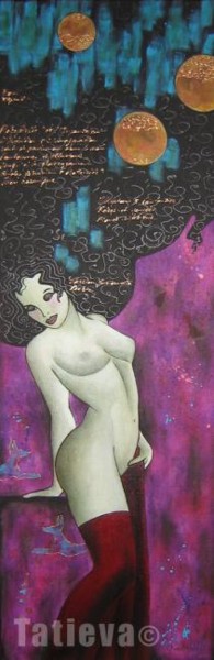 Peinture intitulée "La Femme Lunaire" par Tatieva, Œuvre d'art originale