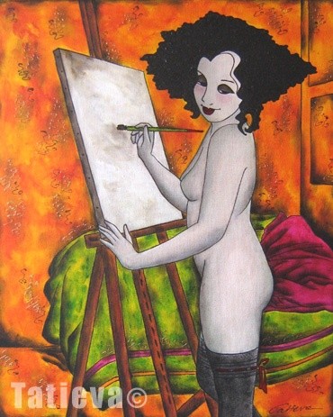 Peinture intitulée "Sarah à l'atelier" par Tatieva, Œuvre d'art originale