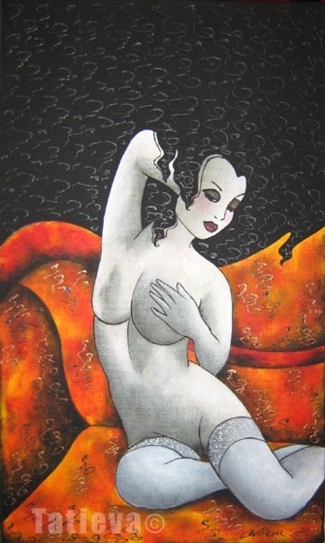 Peinture intitulée "Nu sur Canapé" par Tatieva, Œuvre d'art originale