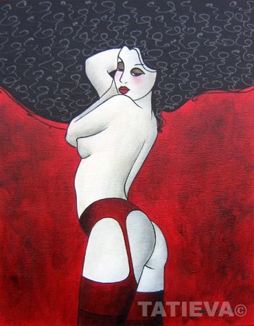 Peinture intitulée "Serpentine Rouge" par Tatieva, Œuvre d'art originale