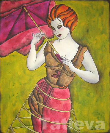 Peinture intitulée "L'Ombrelle de Miss…" par Tatieva, Œuvre d'art originale