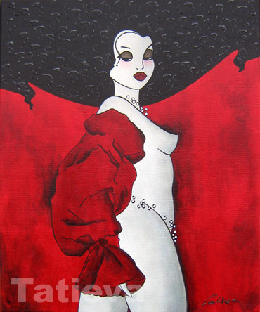 Peinture intitulée "Amazone Rouge" par Tatieva, Œuvre d'art originale